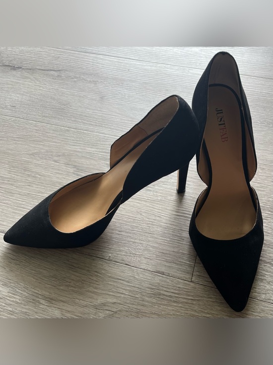 JustFab Shoes - JustFab Latia Black Suede Pointed-Toe Heels